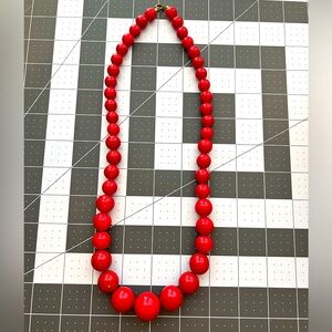 Red 12 inch Bead Necklace, Like New